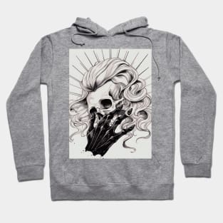 Monochrome Illustration of Skull Hoodie